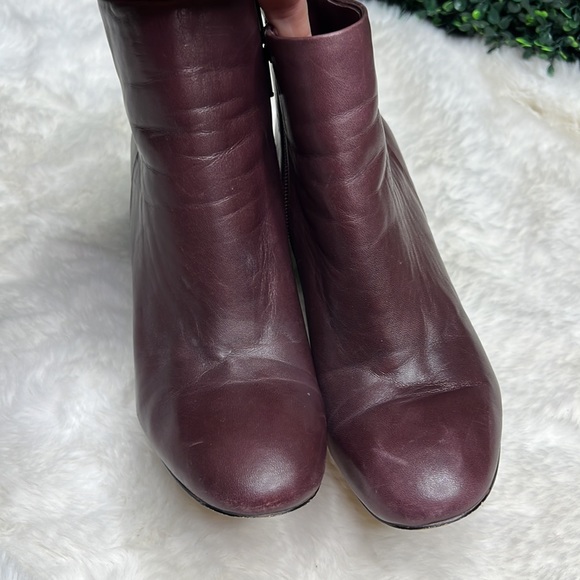 Aldo Leather Ankle Booties Size Eur 6.5 wine color block heel - Picture 8 of 13